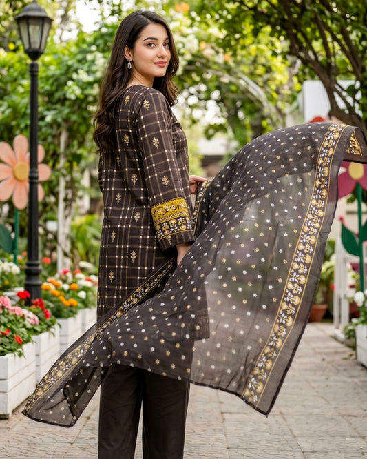 Regalia | Gold Paste Printed Lawn 3pc | Design 11