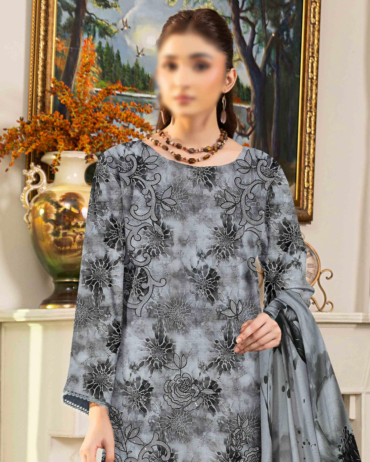 Fantak Batik | Embroidered Printed Karandi | Design 11
