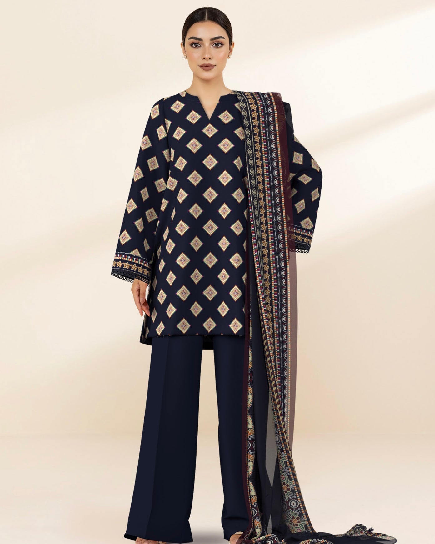 Sapphire | Printed Lawn 3pc | Design 13123