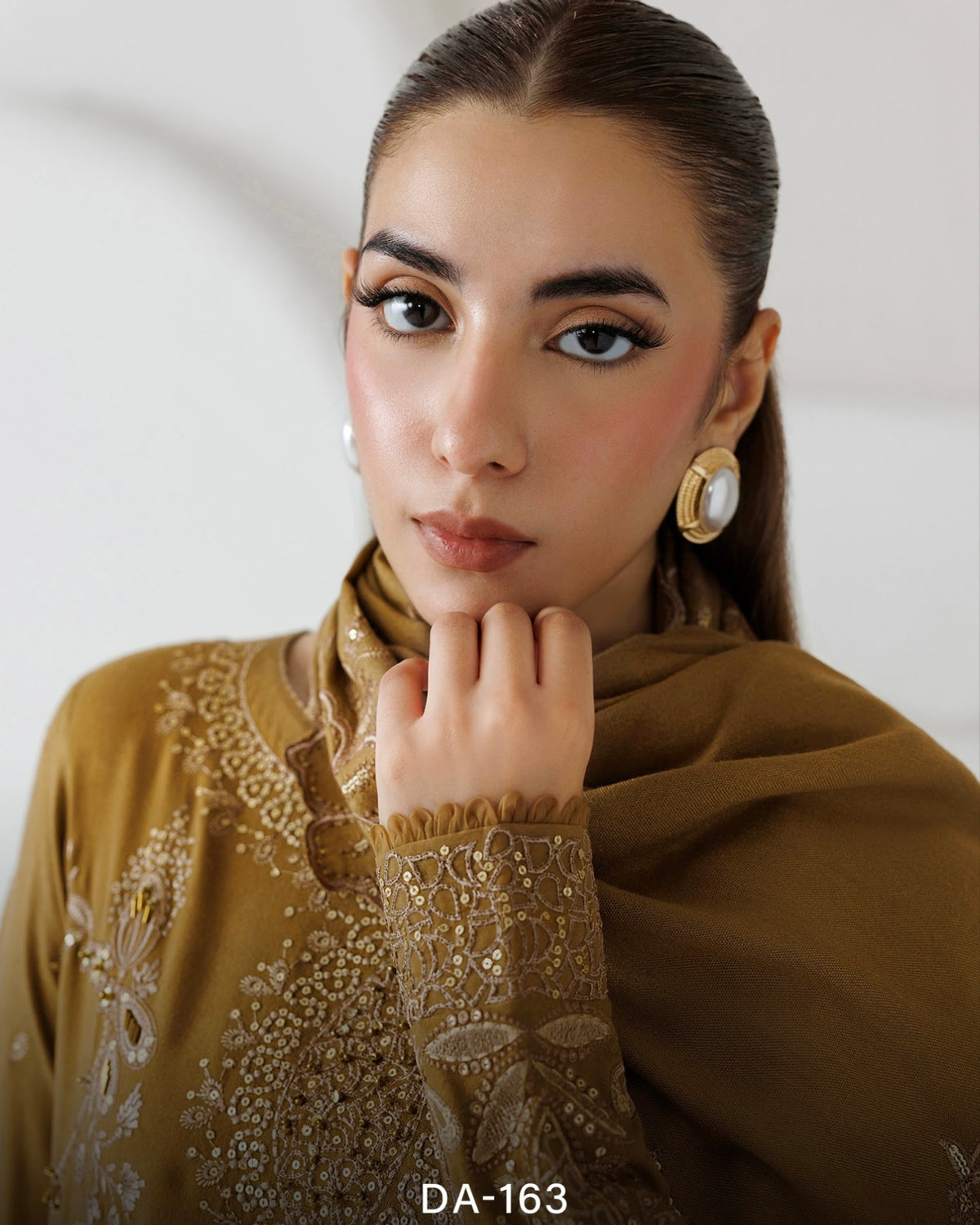 Daria Miras | Embroidered Peach Leather | Design 163