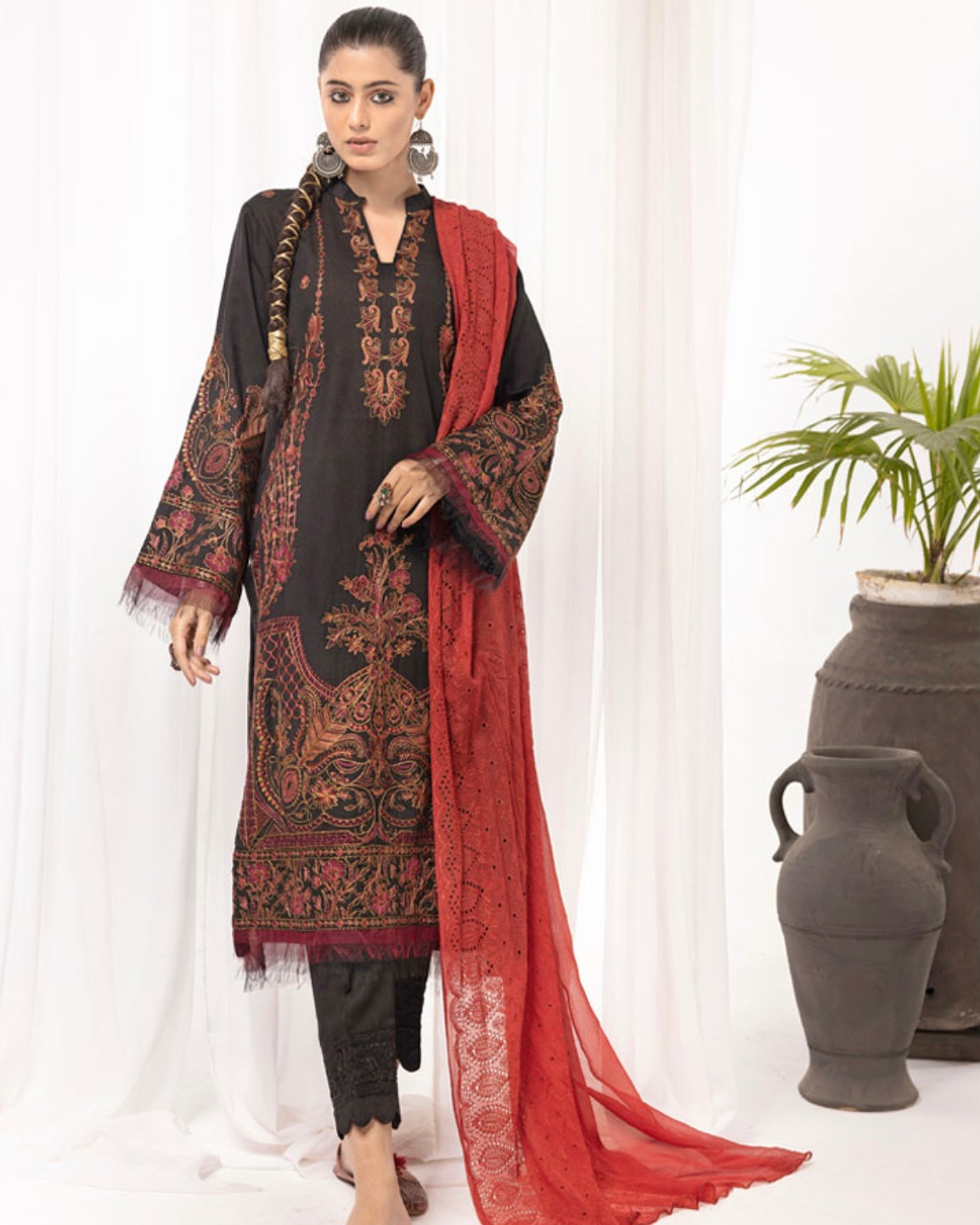 Johra Ayzal | Emb Karandi with Emb Chiffon Dupatta | Design 177
