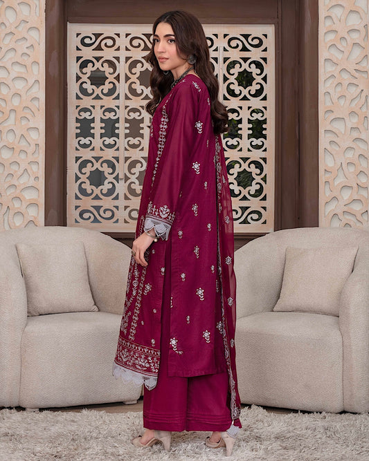 GulleRukh Upscale | Emb Lawn Emb Chiffon Dupatta | Design 1