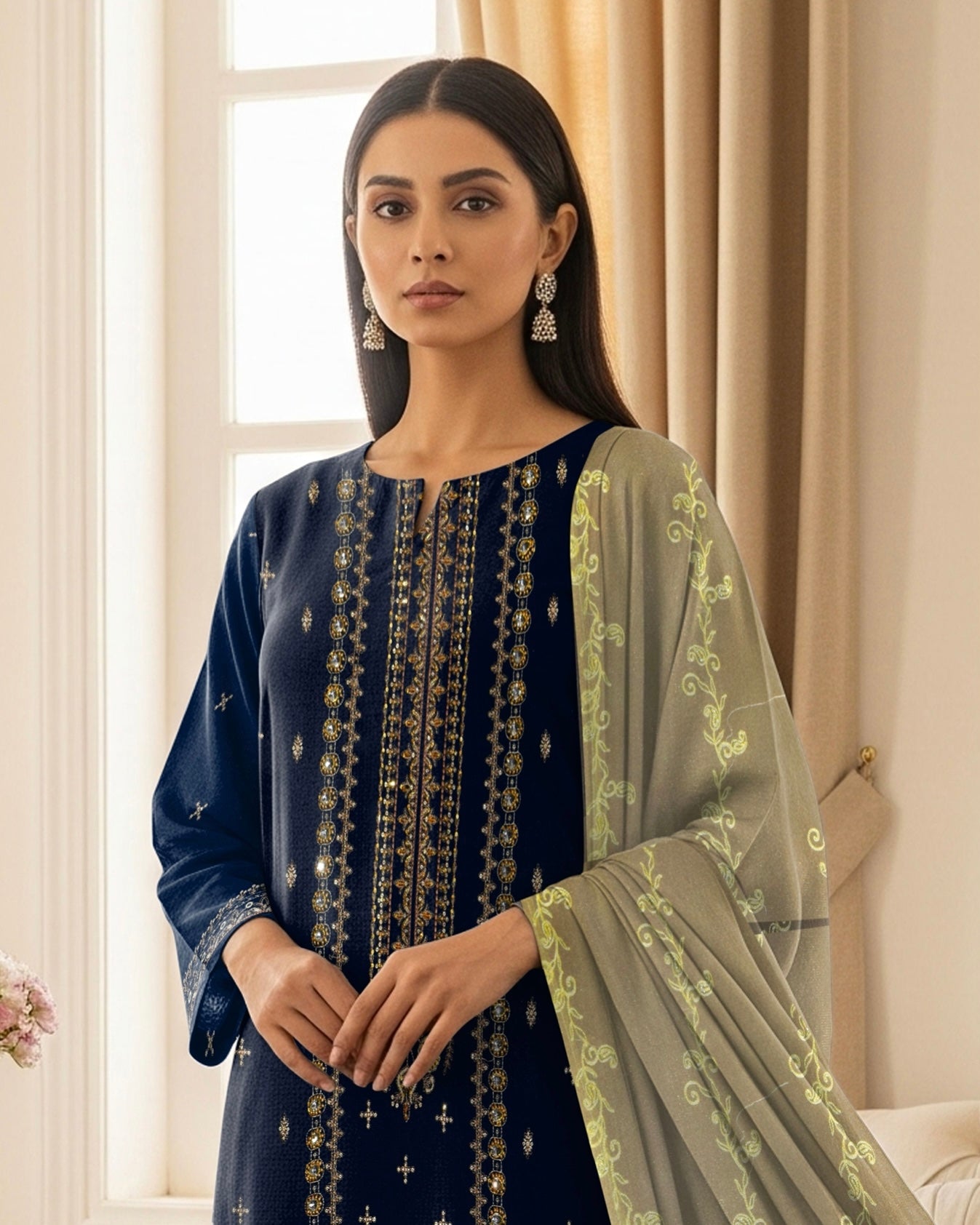 Gull-e-Rukh | Embroidered Micro Velvet | Design 1
