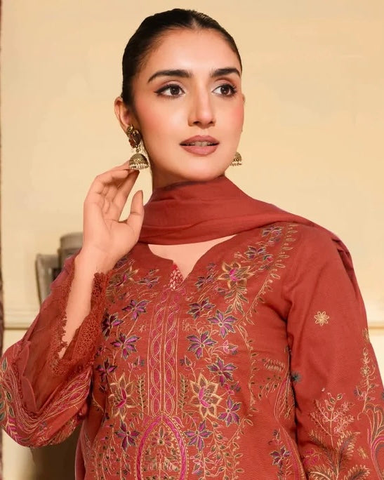 Johra Paraha | Embroidered Khaddar Jacquard Shawl | Design 20