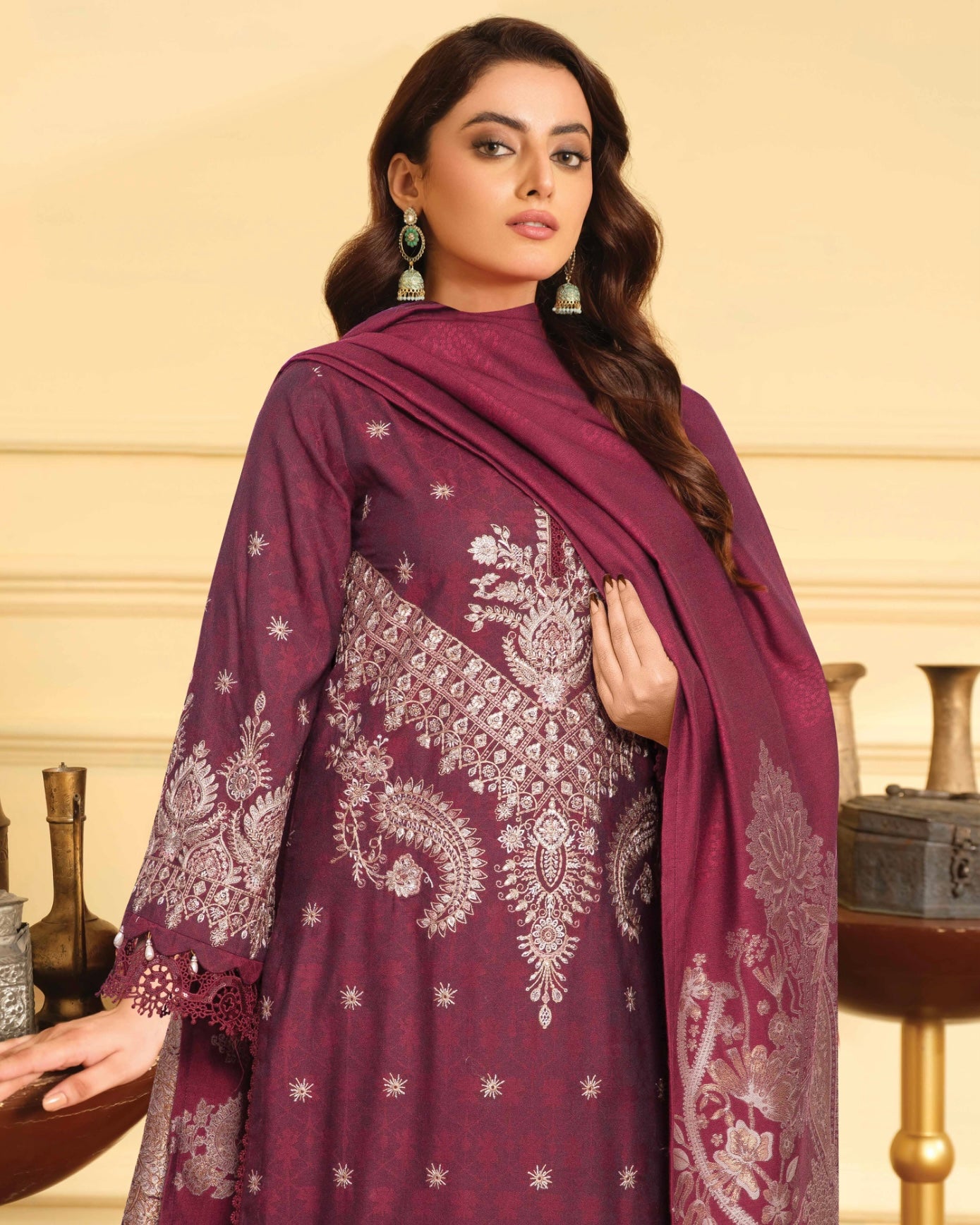 Johra Jaaishah | Chambray Jacquard Shawl | Design 288