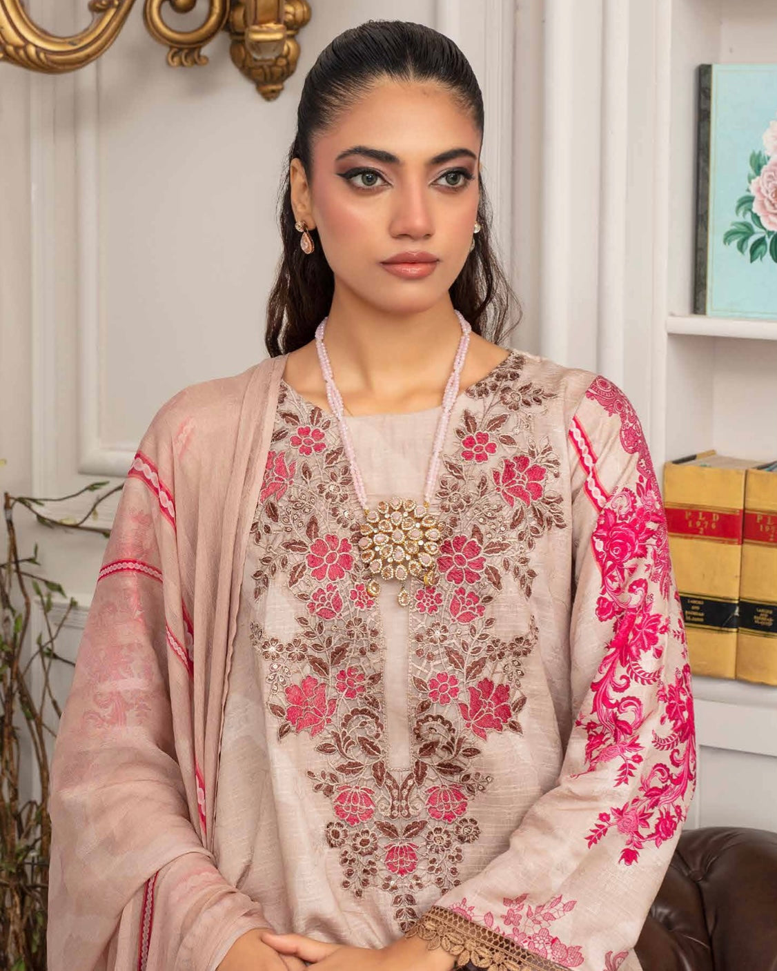 Gullerukh Pleasing | Embroidered Self Jacquard Viscose | Design 2