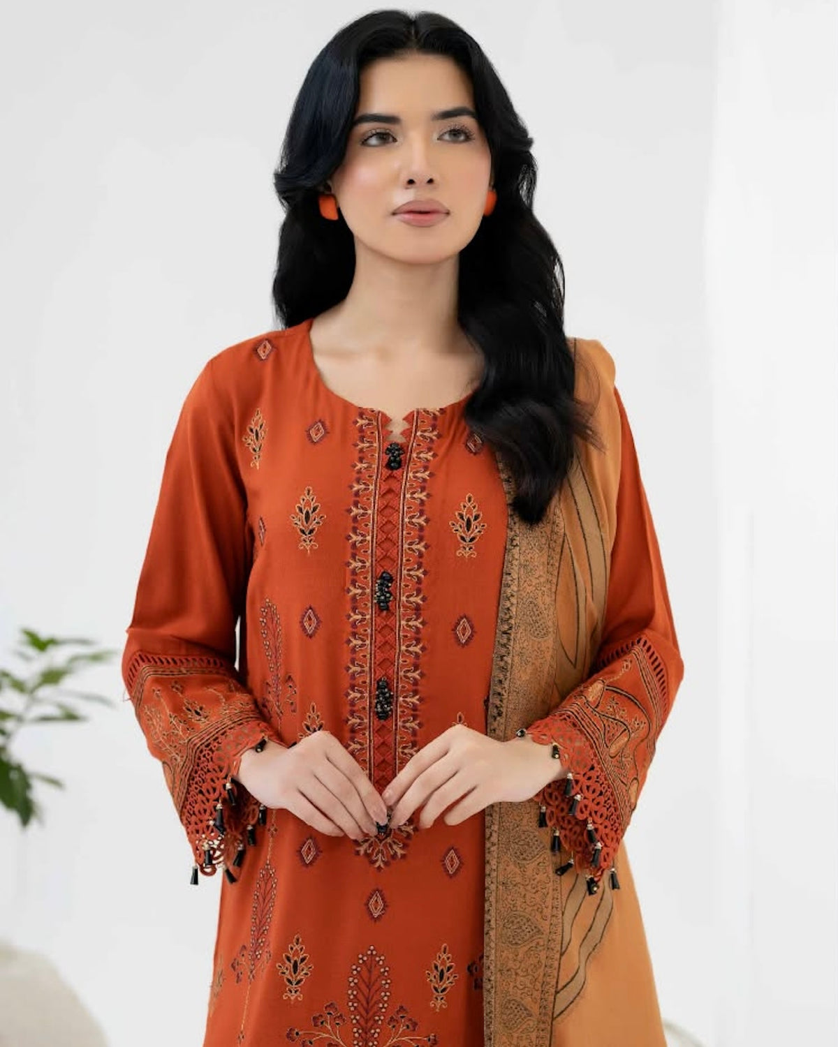 Johra Samama | Embroidered Peach Leather | Design 358