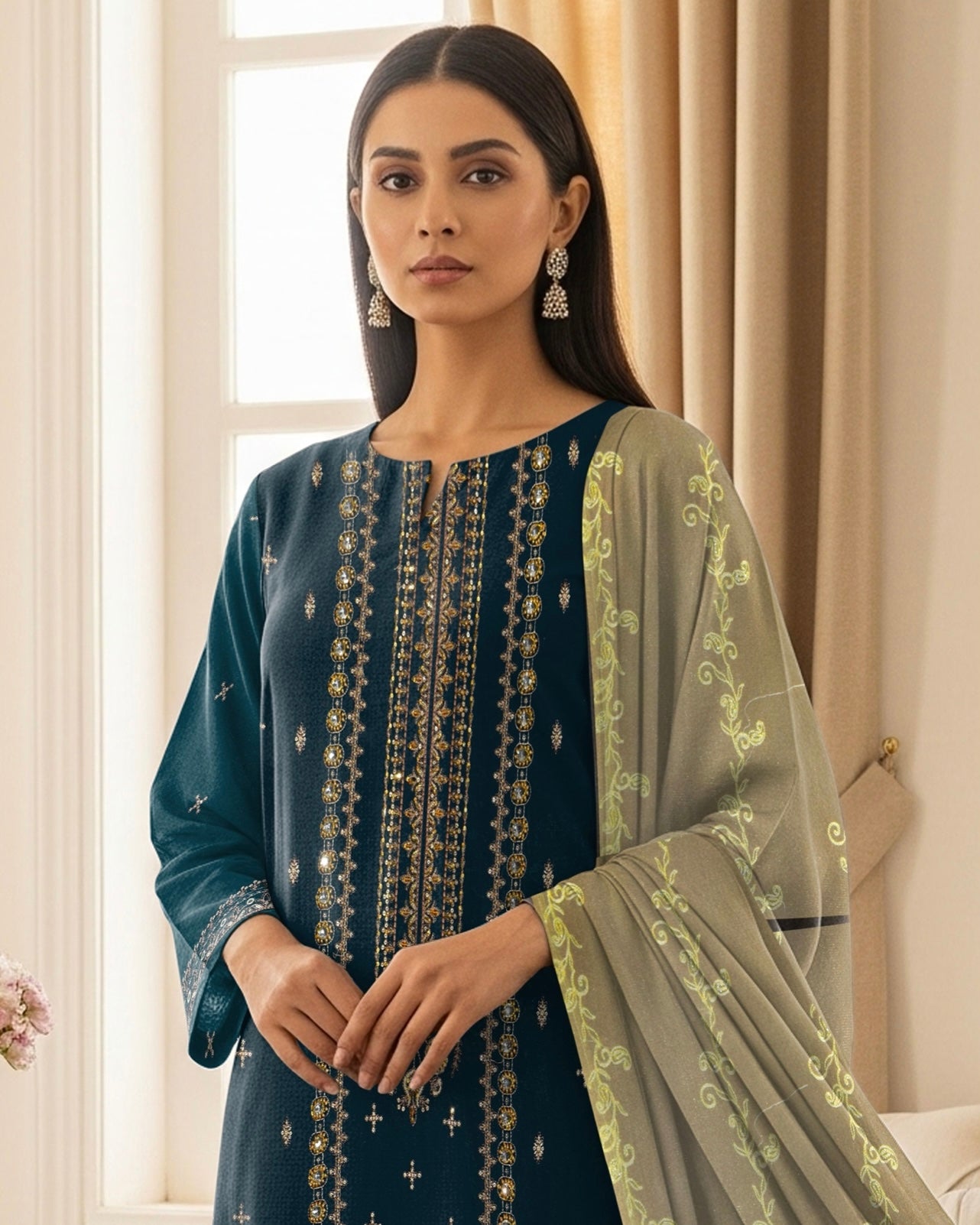 Gull-e-Rukh | Embroidered Micro Velvet | Design 3