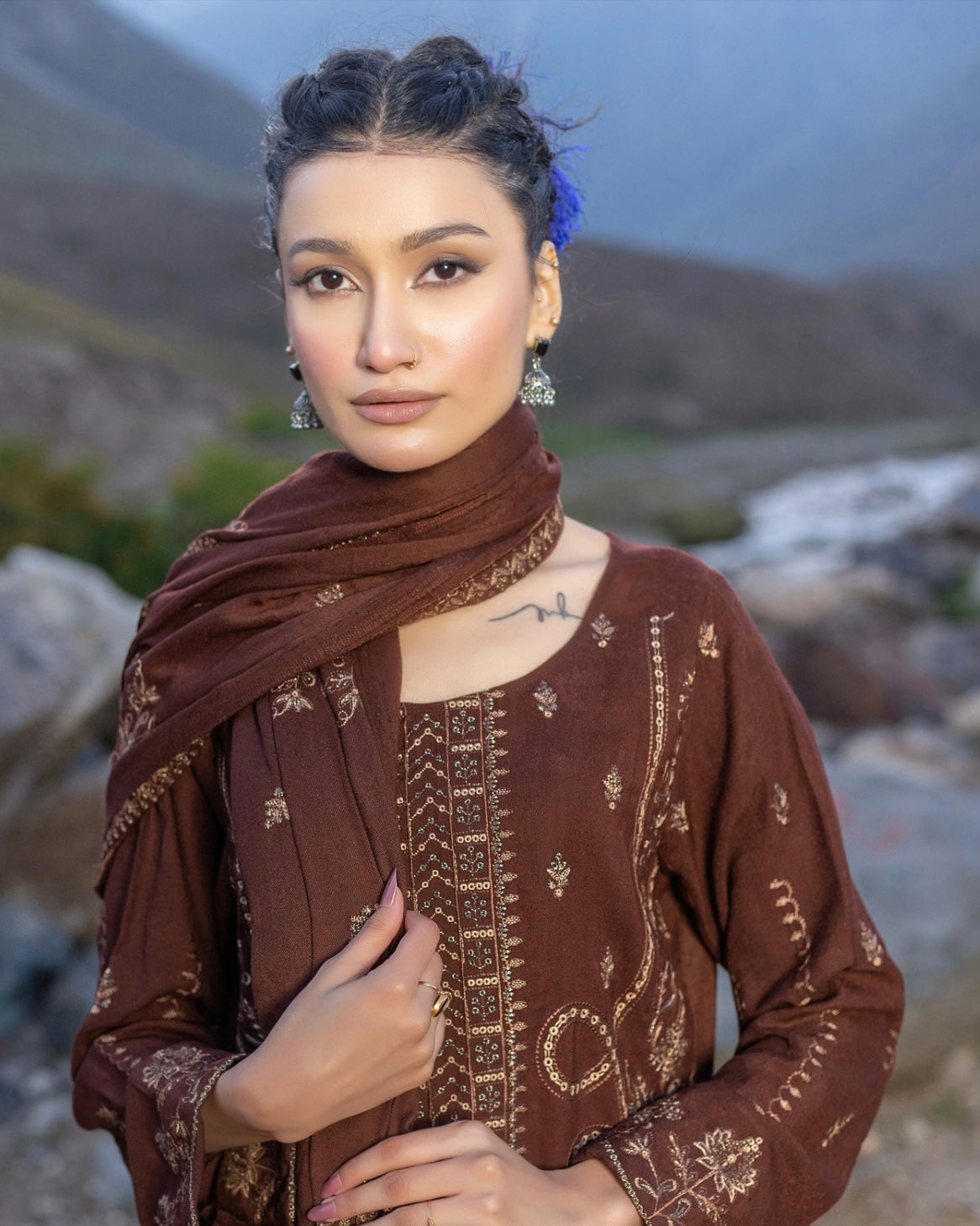 Sobia Waseem | Peach Leather Wool | Design 3