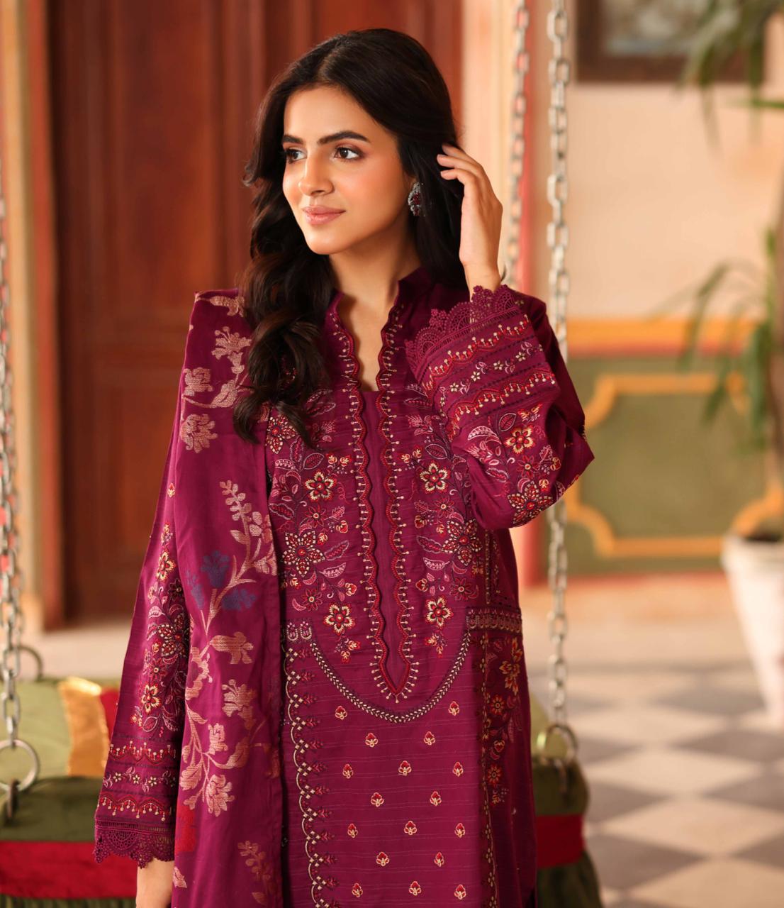 Embroidered Lawn with Jacquard Lawn Dupatta | Johra JH-475