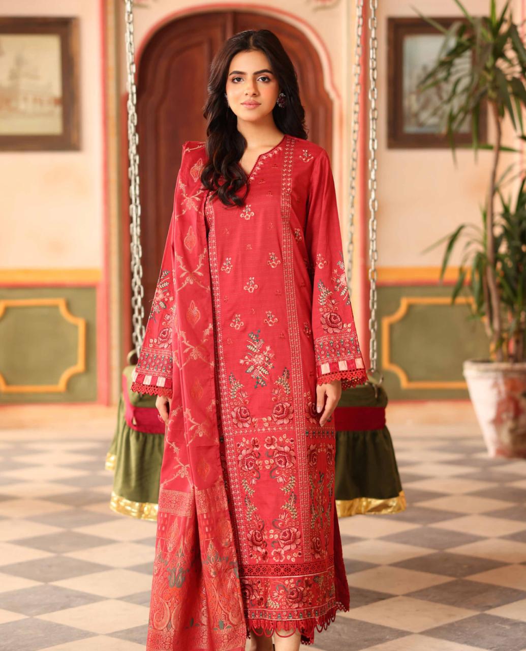 Embroidered Lawn with Jacquard Lawn Dupatta | Johra JH-477