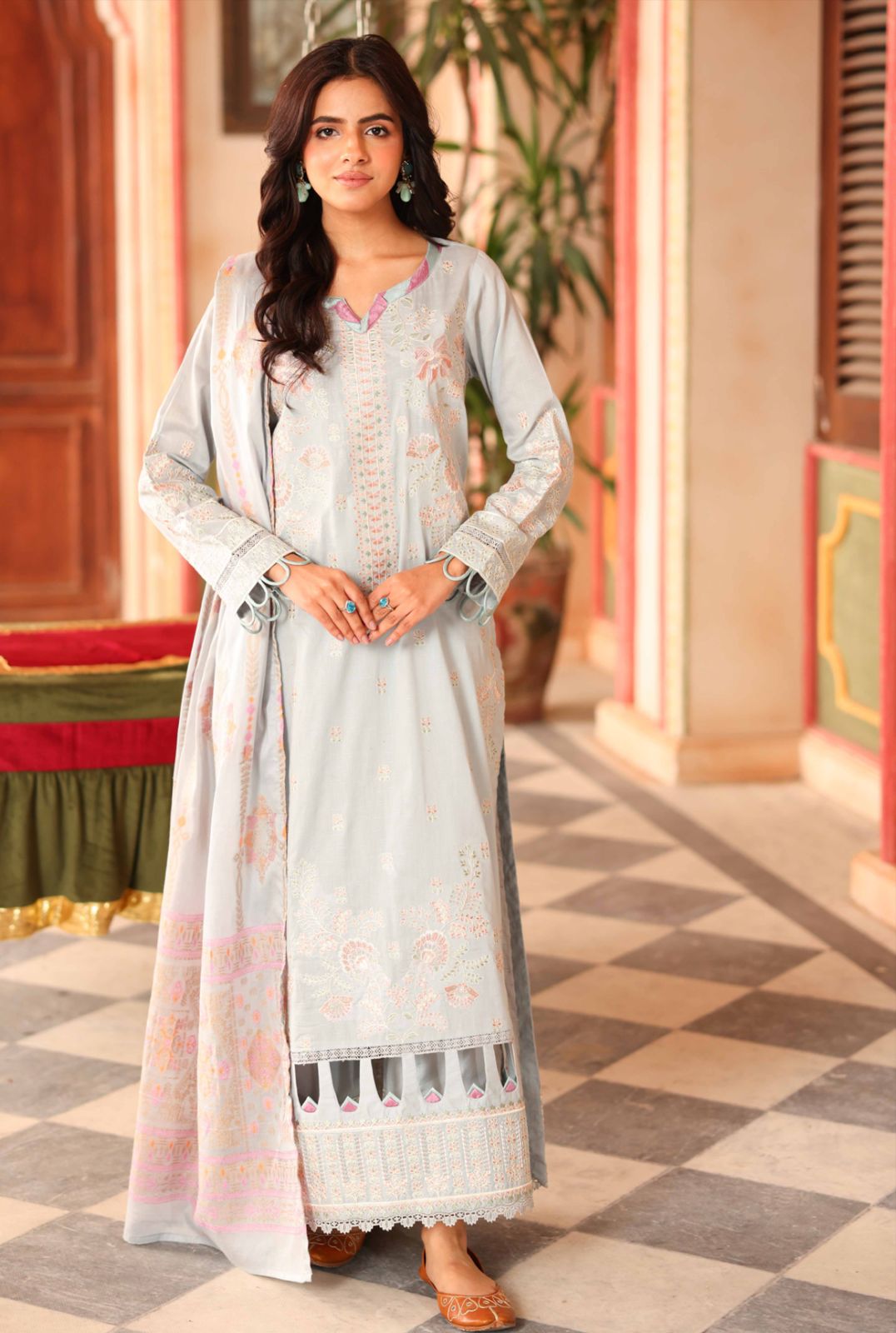 Embroidered Lawn with Jacquard Lawn Dupatta | Johra JH-479