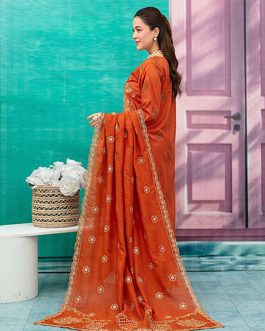 Gullerukh Baroshia | Embroidered Lawn Makhmal Dupatta | Design 4