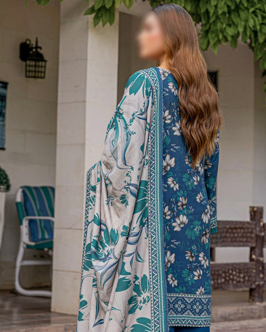 Fantak Jasmine | Embroidered Printed Staple | Design 4