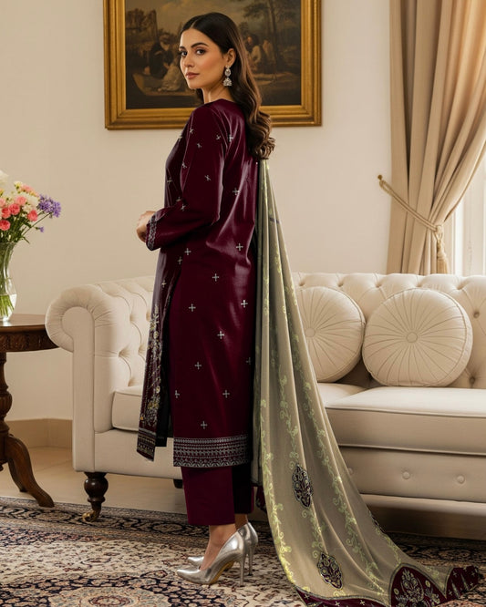 Gull-e-Rukh | Embroidered Micro Velvet | Design 4