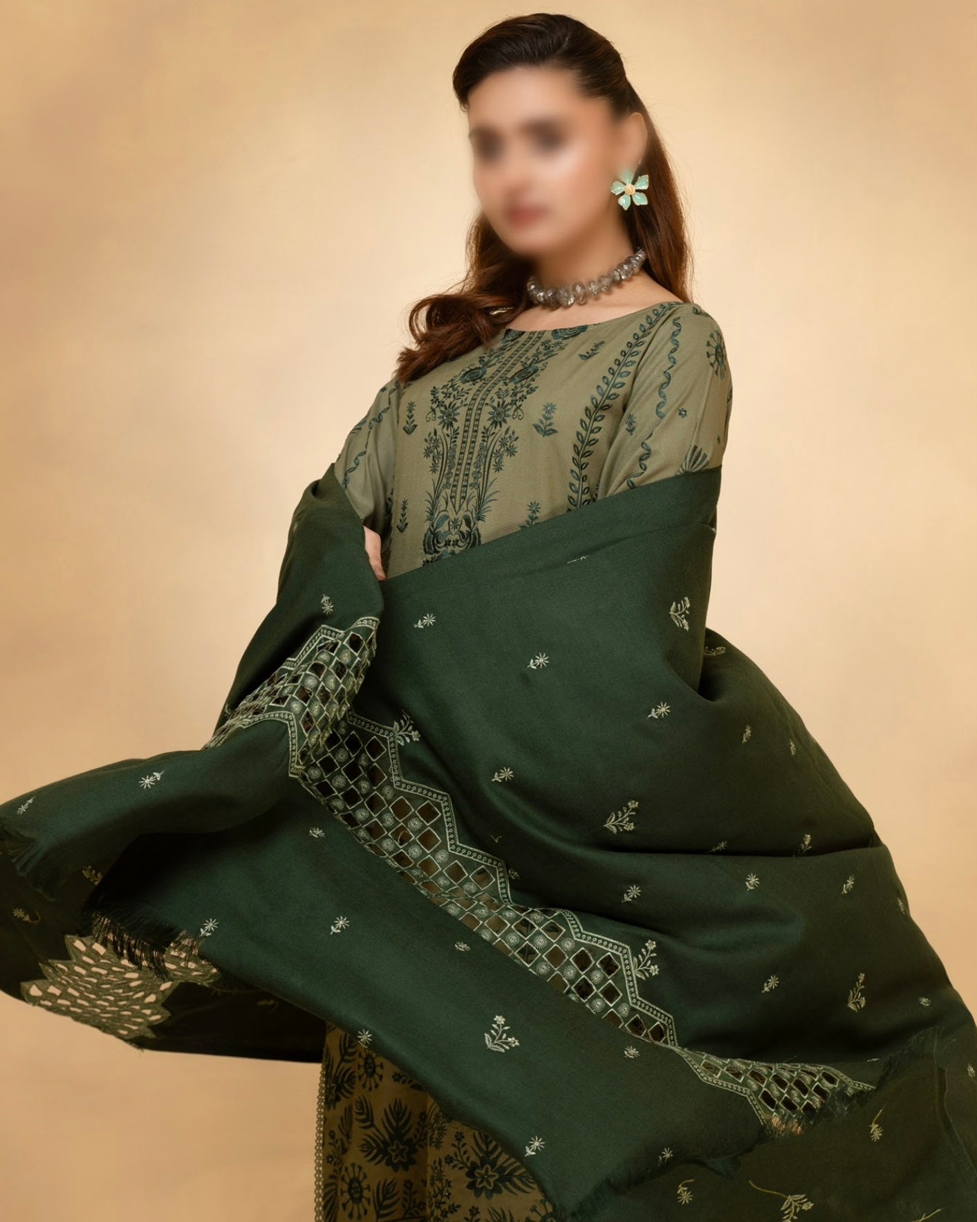 Fantak Andaaz | Emb Dhanak with Emb Wool Shawl | Design 4