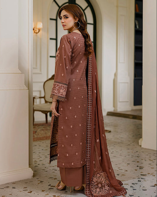 Aalaya Gulnaar | Embroidered Lawn Crinkle Dupatta | Design 5