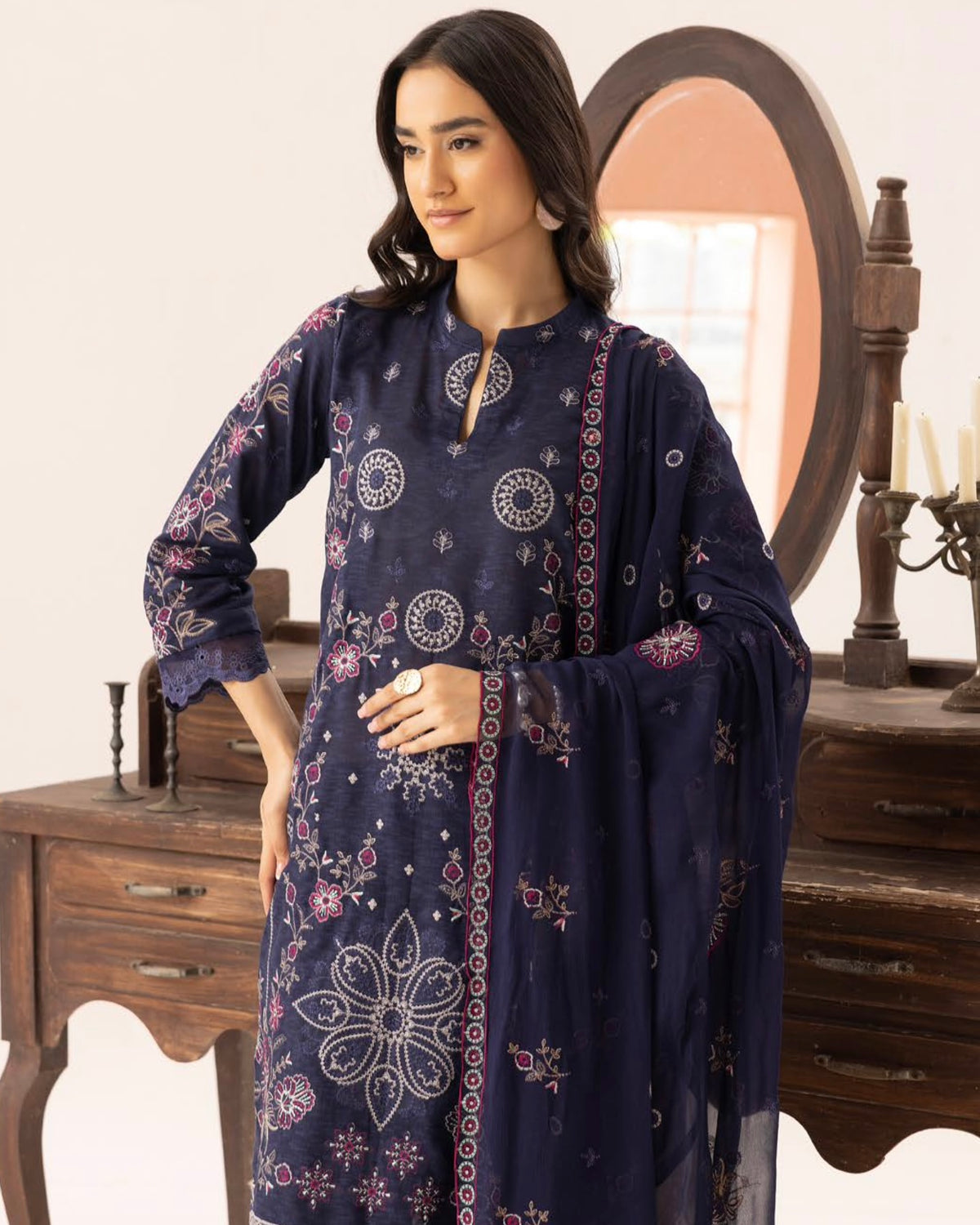 Palwasha Vaniya | Emb Karandi with Emb Chiffon Dupatta | Design 5