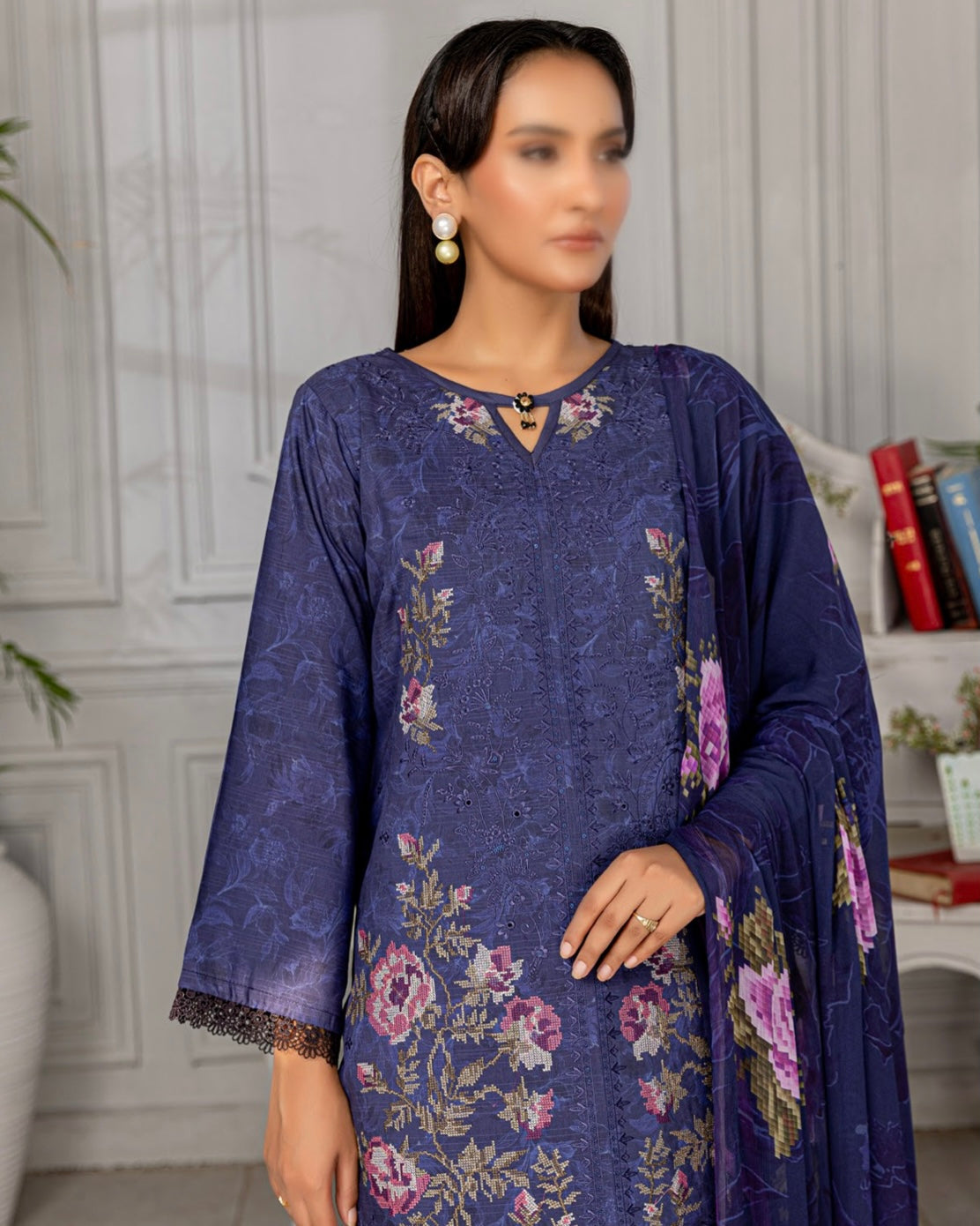 Fantak Grace | Embroidered Printed Viscose | Design 5