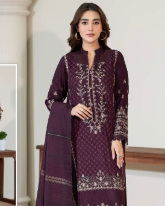 Johra Ramna | Embroidered Jacquard Peach Leather | Design 607