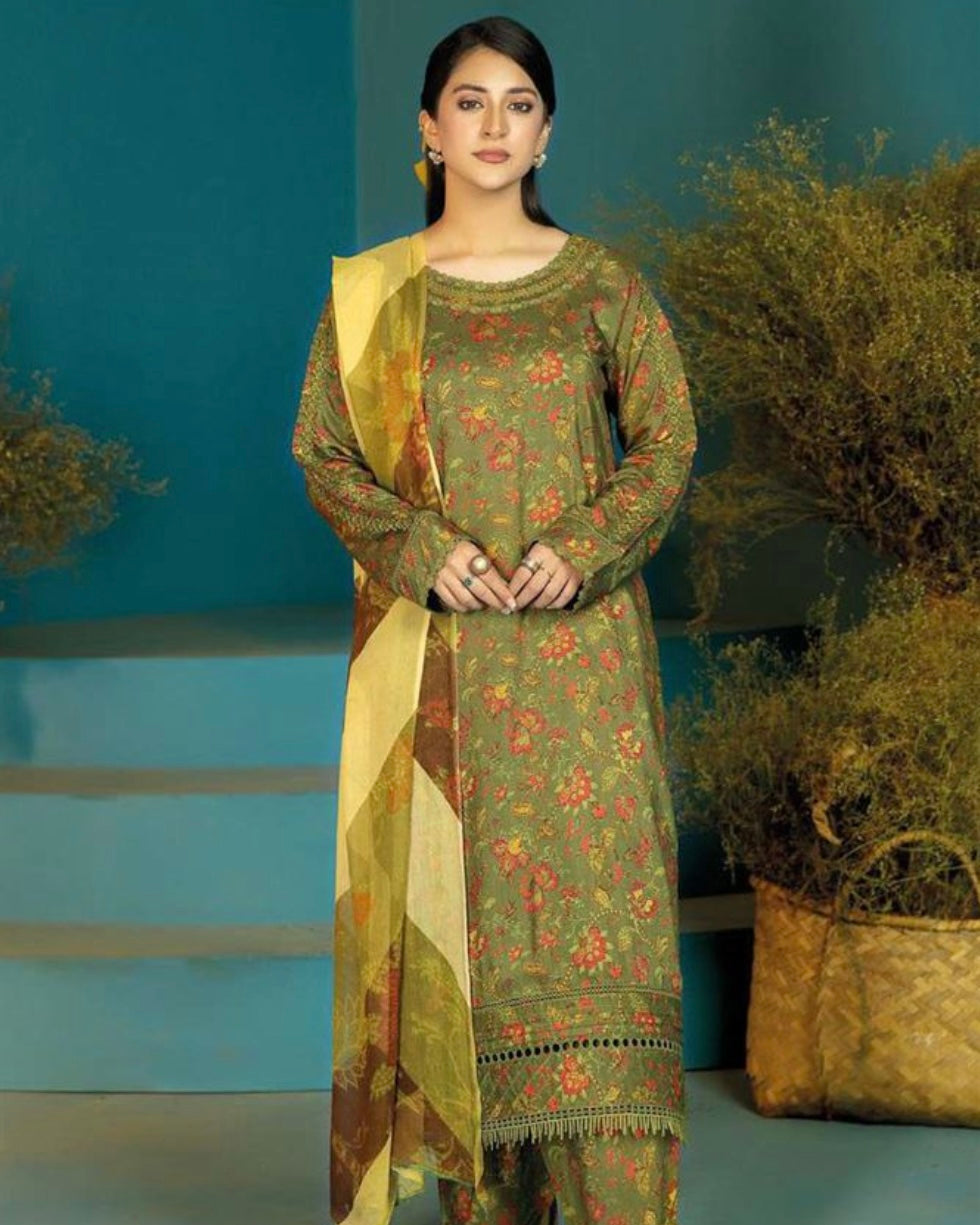 Johra Grace | Printed Viscose with Chiffon Dupatta | Design 122