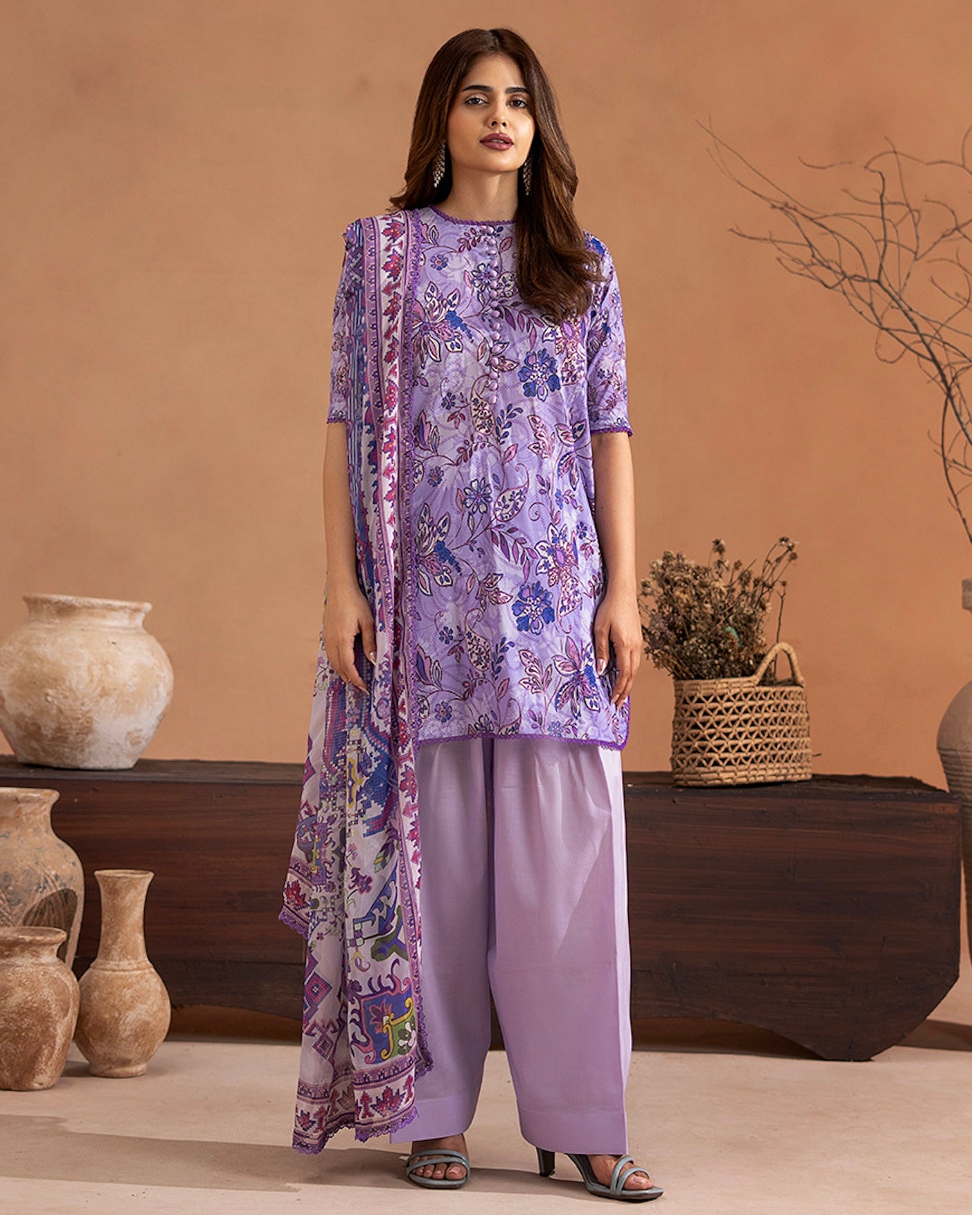 GullJee Rangrez | Printed Lawn Chiffon Dupatta | Design 11