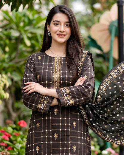 Regalia | Gold Paste Printed Lawn 3pc | Design 11