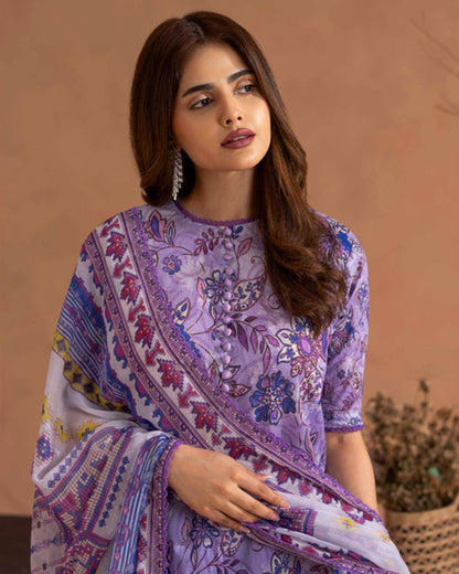GullJee Rangrez | Printed Lawn Chiffon Dupatta | Design 11