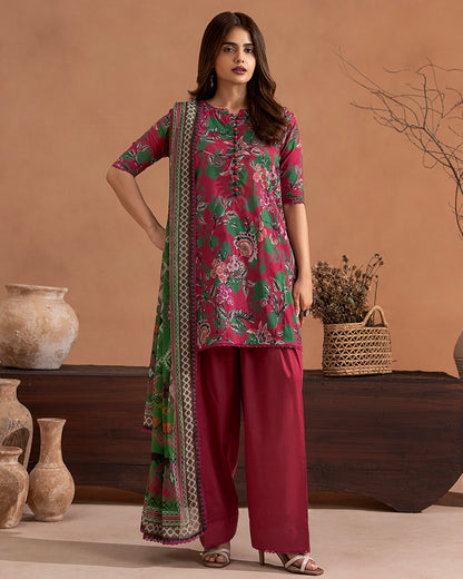 GullJee Rangrez | Printed Lawn Chiffon Dupatta | Design 12