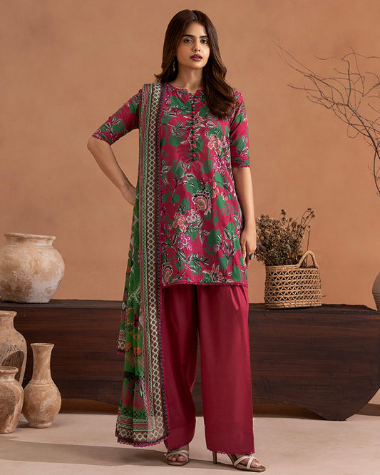 GullJee Rangrez | Printed Lawn Chiffon Dupatta | Design 12