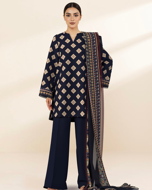 Sapphire | Printed Lawn 3pc | Design 13123