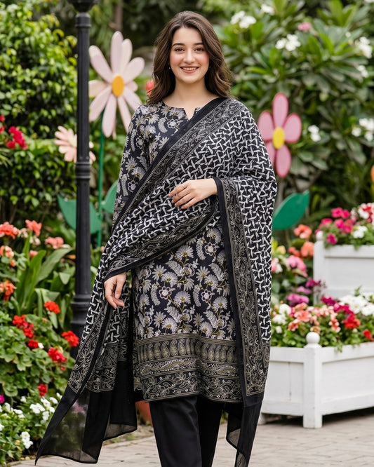 Regalia | Gold Paste Printed Lawn 3pc | Design 13