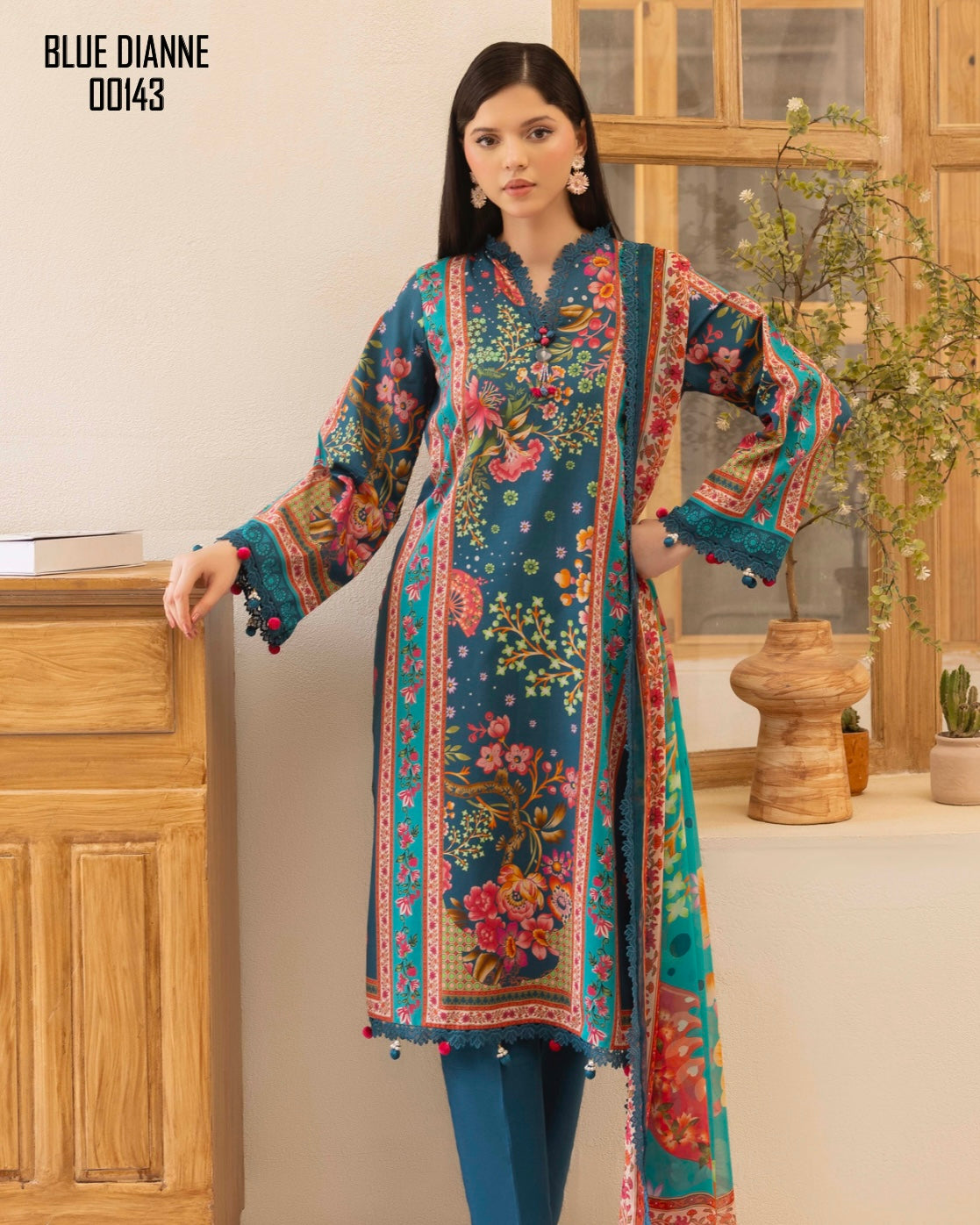 Naqsh | Fusion | 3pc Printed Lawn | Design 143
