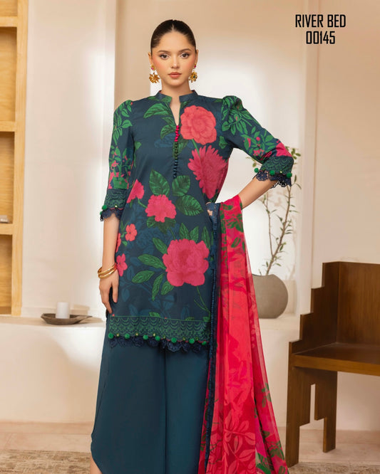 Naqsh | Fusion | 3pc Printed Lawn | Design 145