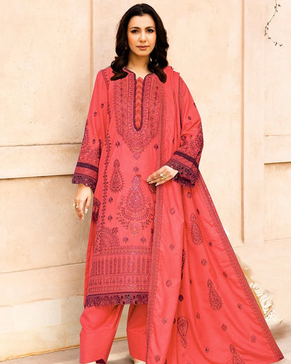 Johra Laurel | Embroidered Fancy Peach Leather | Design 1485