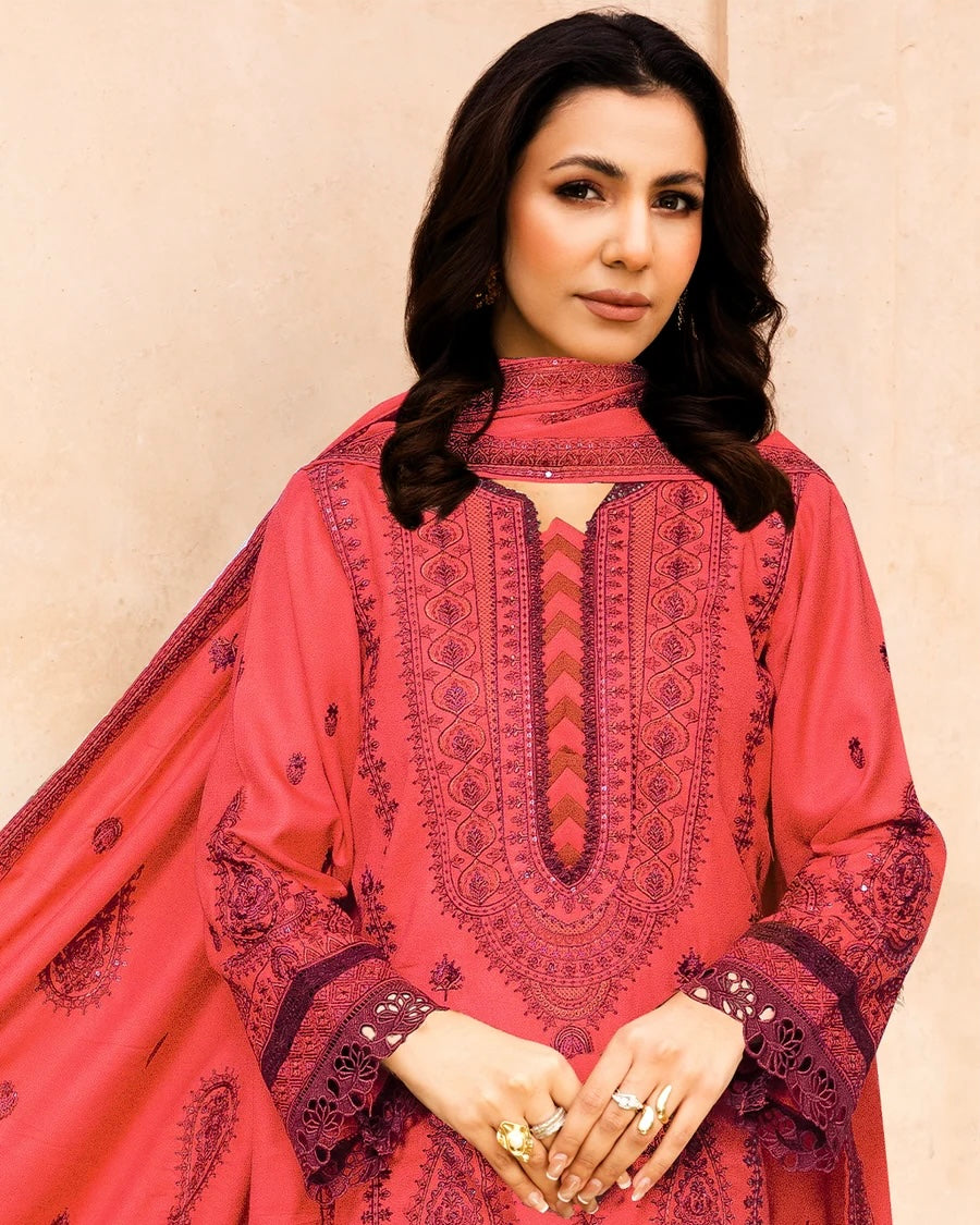 Johra Laurel | Embroidered Fancy Peach Leather | Design 1485