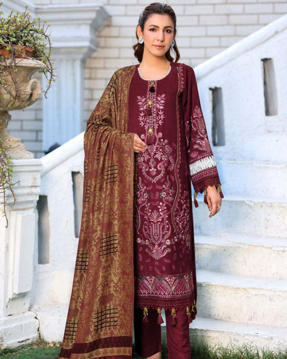 Johra Muse | Khaddar with Jacquard Shawl | Design 1543