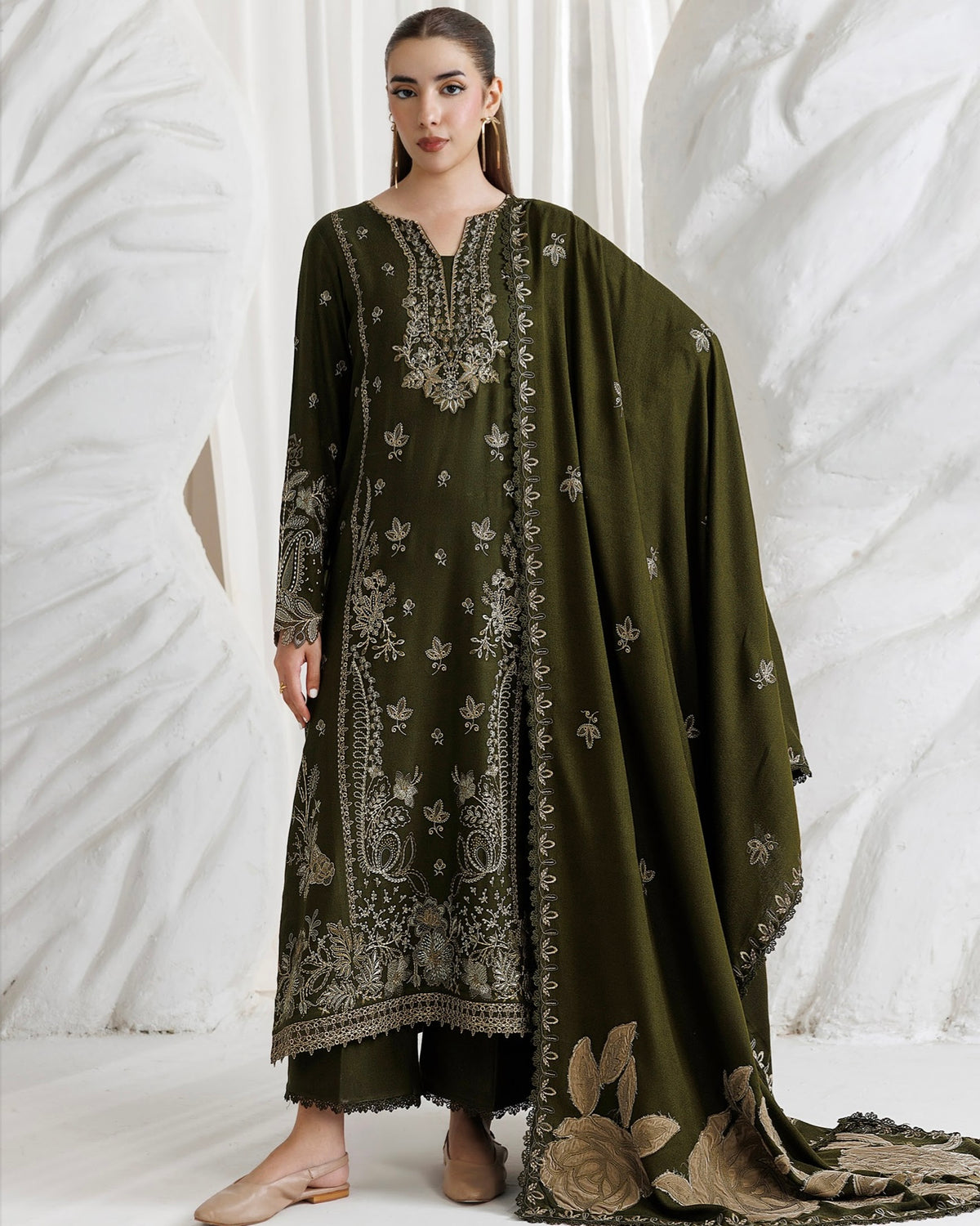 Daria Miras | Embroidered Peach Leather | Design 165