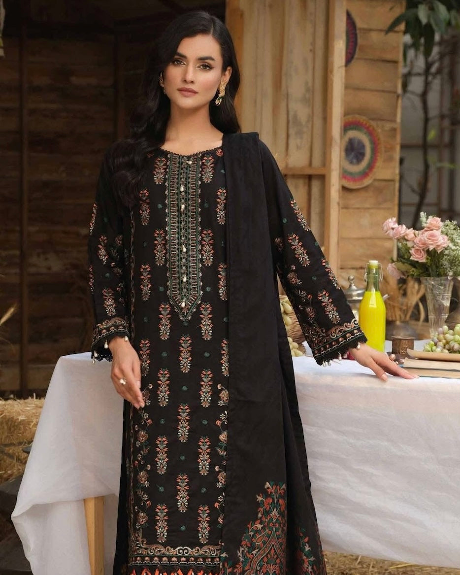 Johra Paraha | Embroidered Khaddar Jacquard Shawl | Design 17