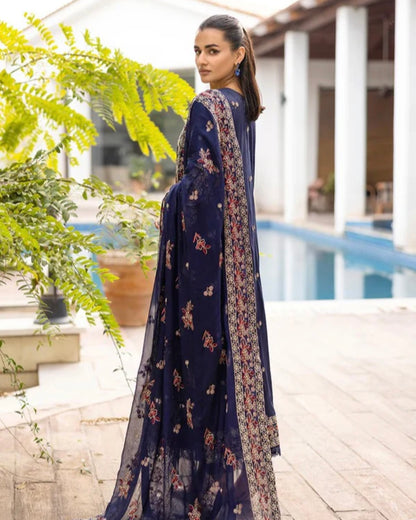 Johra Abshaam | Emb Lawn Emb Chiffon Dupatta | Design 195