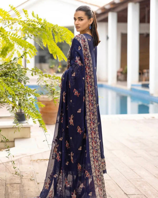 Johra Abshaam | Emb Lawn Emb Chiffon Dupatta | Design 195