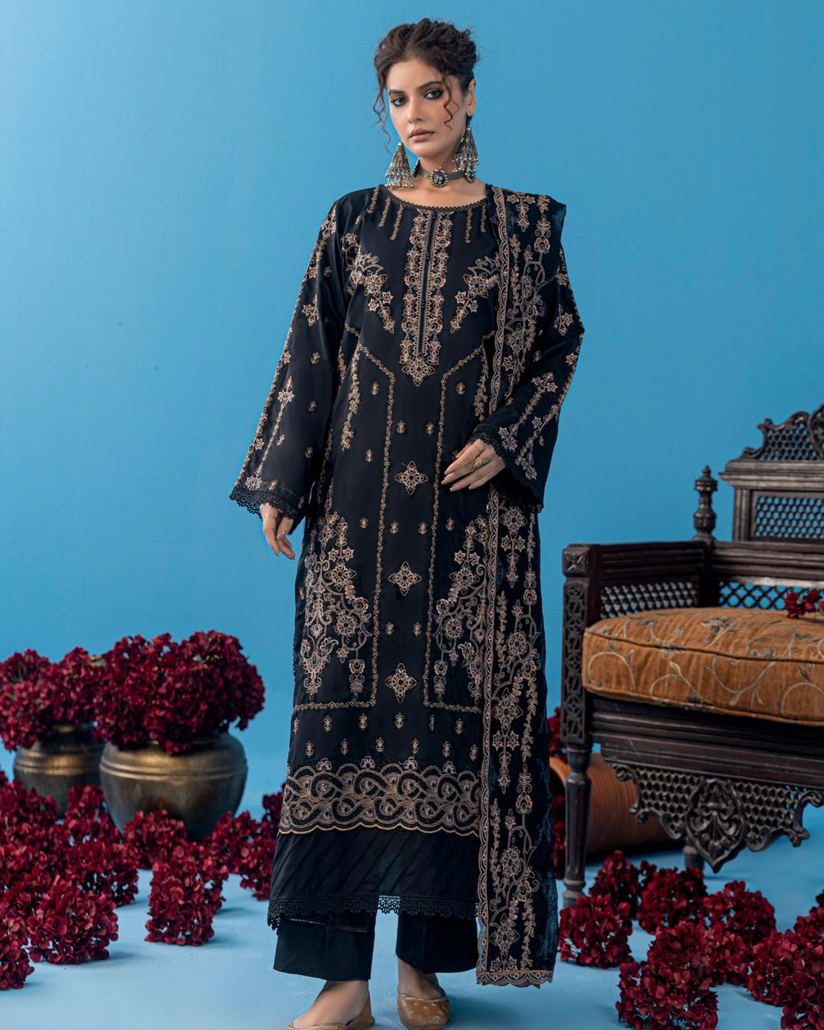 Palwasha Pakeeza | Emb Viscose with Emb Chiffon Dupatta | Design 1