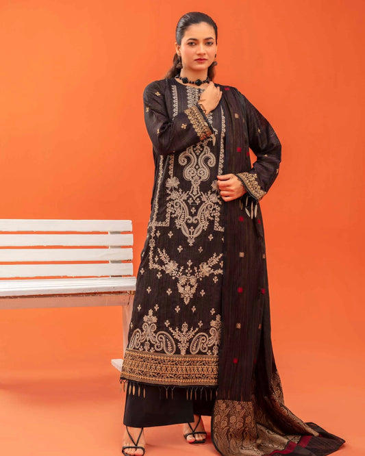 Gullerukh Rangoli | Embroidered Lawn Jacquard Dupatta | Design 1