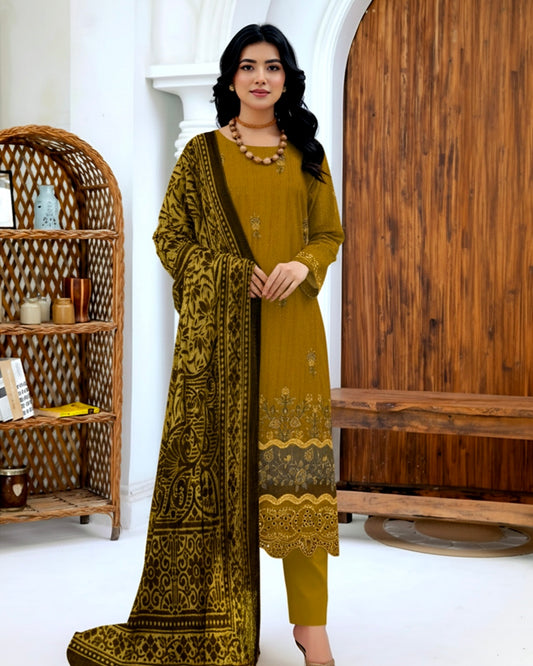 Rajwan | Zari Dhanak Plachi Shawl | Design 1