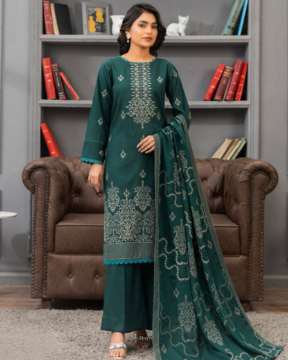 Fantak Afsanah | Emb Dhanak with Emb Wool Shawl | Design 1