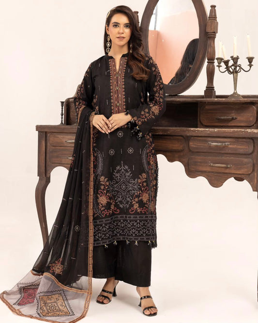 Palwasha Vaniya | Emb Karandi with Emb Chiffon Dupatta | Design 1