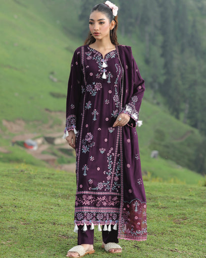 Gullerukh Wadi Ishq | Emb Peach Leather with Emb Shawl | Design 1