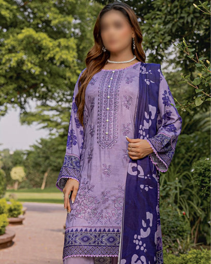 Fantak Jasmine | Embroidered Printed Staple | Design 1