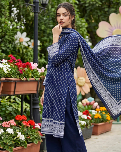 Regalia | Gold Paste Printed Lawn 3pc | Design 1