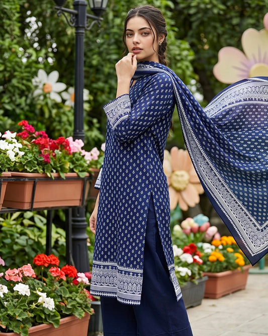 Regalia | Gold Paste Printed Lawn 3pc | Design 1